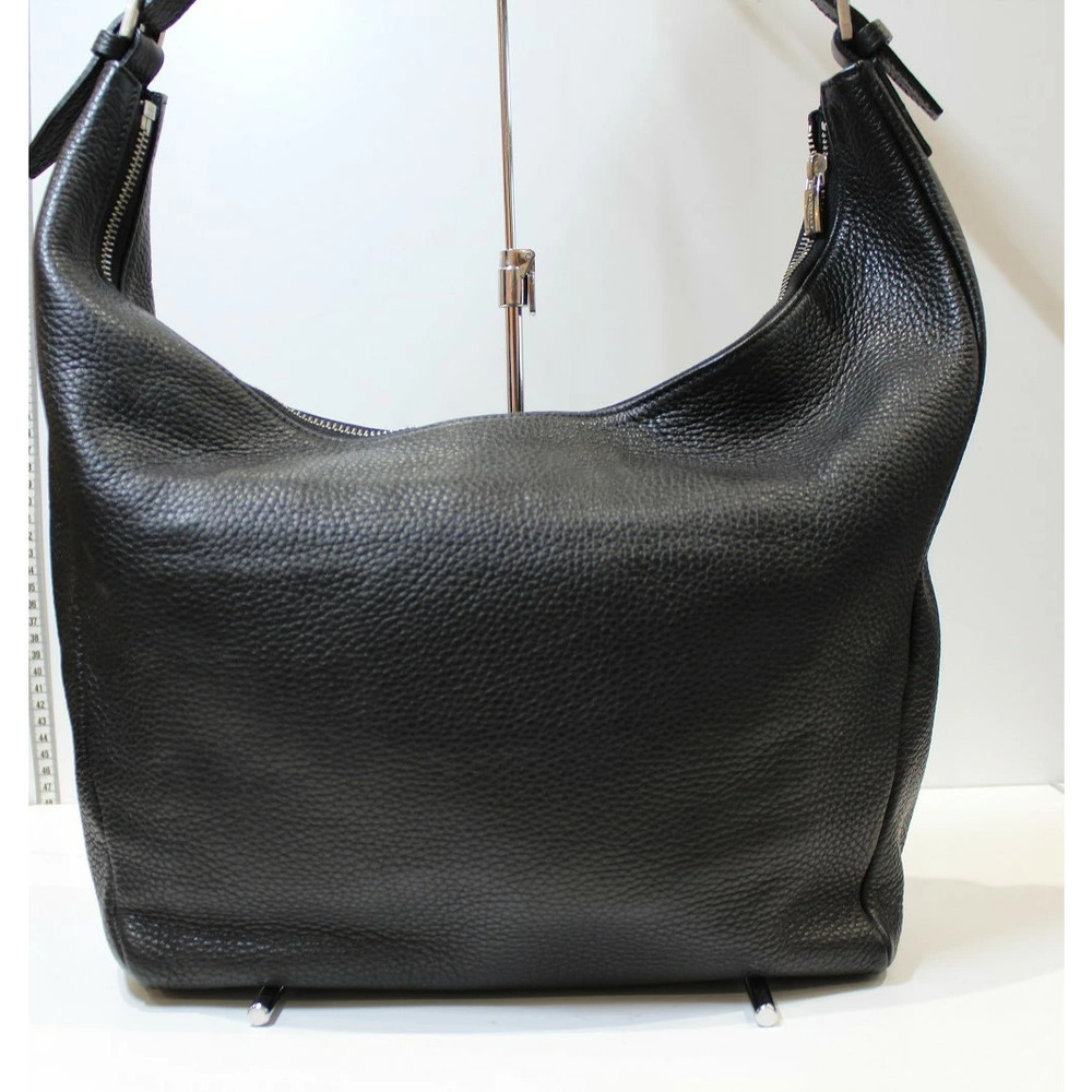 BURBERRY Hobo Bag Leather Black Beige White - Picture 4 of 9